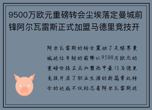 9500万欧元重磅转会尘埃落定曼城前锋阿尔瓦雷斯正式加盟马德里竞技开启新篇章 9500万欧元重磅转会尘埃落定曼城前锋阿尔瓦雷斯正式加盟马德里竞技开启新篇章